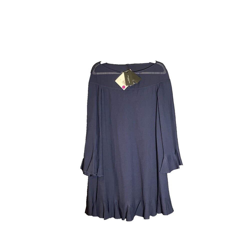 Atos Lombardini Women's Navy Ruffled Short Sleeve Mini Dress Size 42 NWT